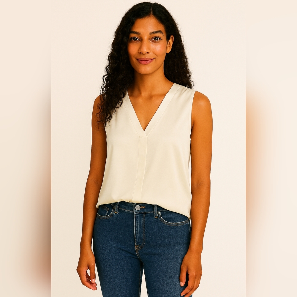 (1770) BANANA REPUBLIC Satin V-Neck Sleeveless Top, Size S
